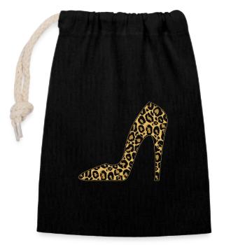 Talons hauts motif léopard léopard - Sac cadeau en coton avec cordon (14 x 20 cm) - noir - Devant
