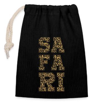 Safari Afrique - Sac cadeau en coton avec cordon (14 x 20 cm) - noir - Devant