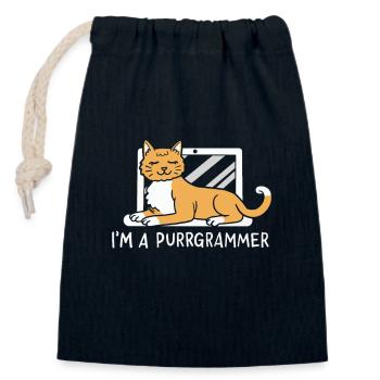 Je suis un Purrgrammer pour programmeur informatique - Sac cadeau en coton avec cordon (14 x 20 cm) - bleu marine - Devant