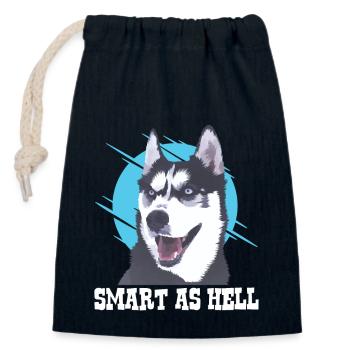 Husky Husky chien Husky cadeaux amoureux des chiens - Sac cadeau en coton avec cordon (14 x 20 cm) - bleu marine - Devant