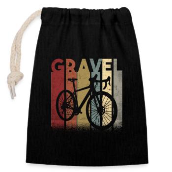 Gravel vélo Gravel vélo de route vélo cadeau rétro - Sac cadeau en coton avec cordon (14 x 20 cm) - noir - Devant