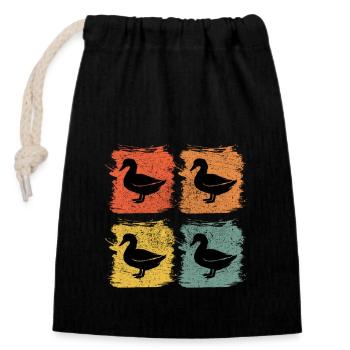 Canard oie oiseau rétro pop art cadeau - Sac cadeau en coton avec cordon (14 x 20 cm) - noir - Devant