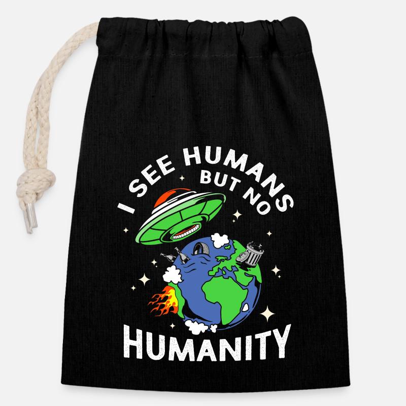 Alien - Closable cotton gift bag (14x20cm) - black