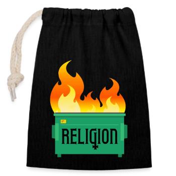 Feu de benne à ordures de religion - Sac cadeau en coton avec cordon (14 x 20 cm) - noir - Devant