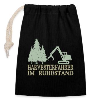 Harvester Rentner - Verschließbarer Geschenkbeutel aus Baumwolle (14x20cm) - Schwarz - Vorne