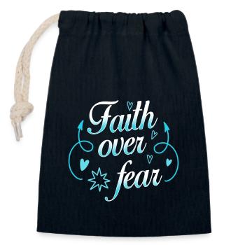 Faith over Fear - Verschließbarer Geschenkbeutel aus Baumwolle (14x20cm) - Navy - Vorne