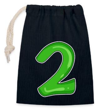 Number 2 green - Closable cotton gift bag (14x20cm) - navy - Front