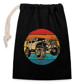 Hors route suv 4x4 voiture rétro vintage - Sac cadeau en coton avec cordon (14 x 20 cm) - noir - Devant