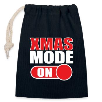 Noël drôle de Noël - Sac cadeau en coton avec cordon (14 x 20 cm) - bleu marine - Devant