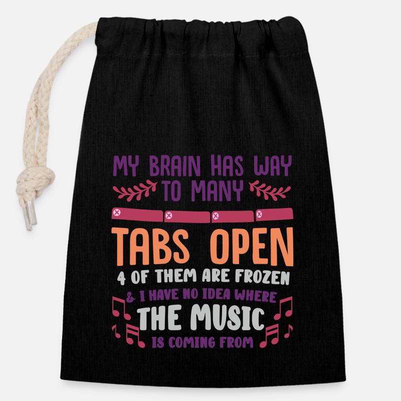 adhd, cerveau adhd, onglets, - Sac cadeau en coton avec cordon (14 x 20 cm) - noir