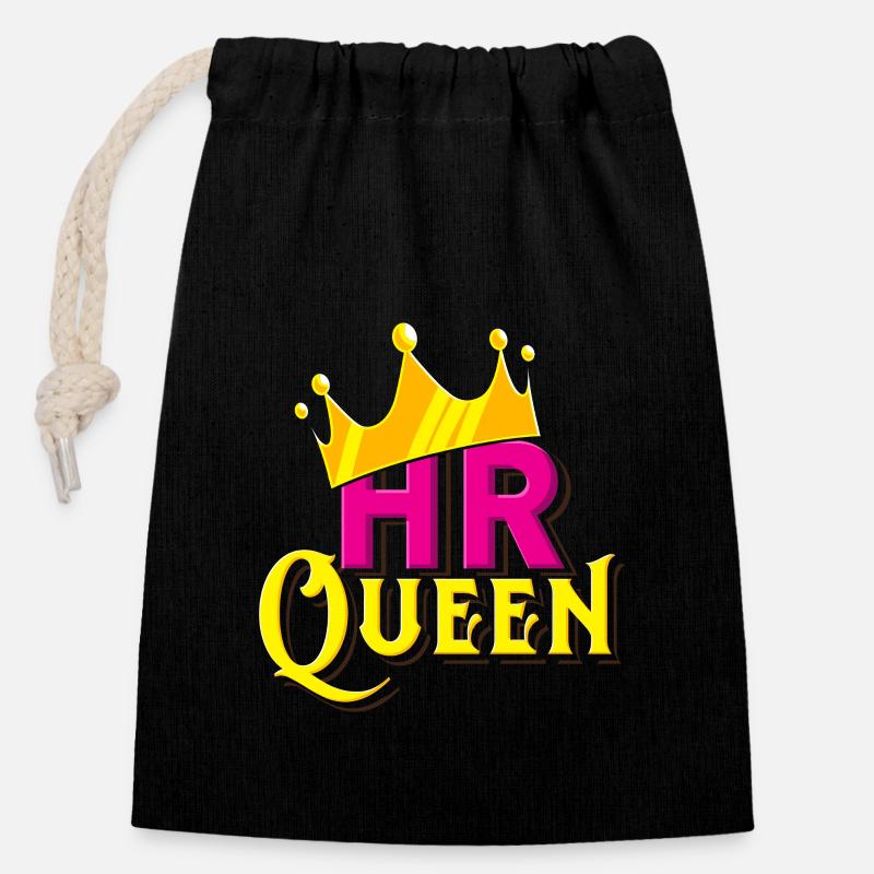 HR Queen - Verschließbarer Geschenkbeutel aus Baumwolle (14x20cm) - Schwarz