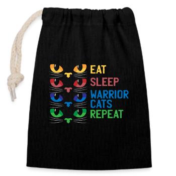 Gaming Cats Eat Sleep Warrior Repeat Gift - Closable cotton gift bag (14x20cm) - black - Front