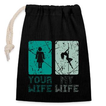 Pole dance femme - Sac cadeau en coton avec cordon (14 x 20 cm) - noir - Devant