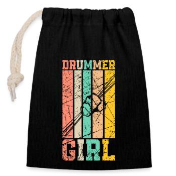 Drums women - Closable cotton gift bag (14x20cm) - black - Front