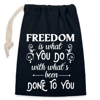 Liberté | Jean-Paul Sartre - Sac cadeau en coton avec cordon (14 x 20 cm) - bleu marine - Devant