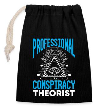 Théorie du complot Théorie du complot Terre plate - Sac cadeau en coton avec cordon (14 x 20 cm) - noir - Devant