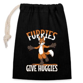 Des câlins de renard ou des poils serrés donnent des Huggies - Sac cadeau en coton avec cordon (14 x 20 cm) - noir - Devant