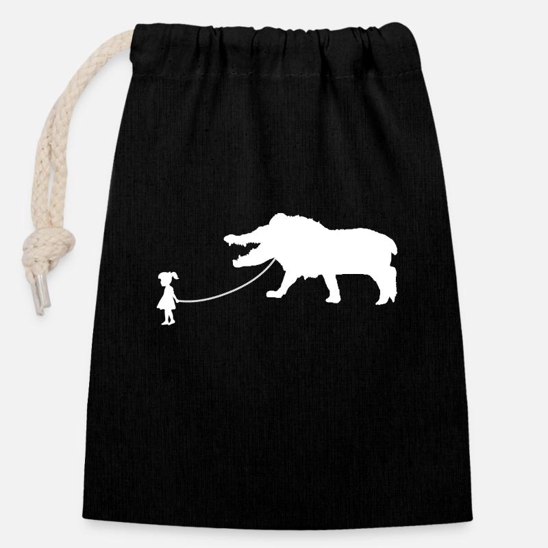 Ammit Pet Walked By Girl - Verschließbarer Geschenkbeutel aus Baumwolle (14x20cm) - Schwarz