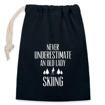Skifahrer Oma Ski Apres Ski Sport - Verschließbarer Geschenkbeutel aus Baumwolle (14x20cm) - Navy - Vorne