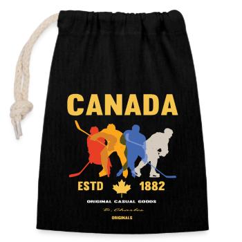 Canada Vancouver ice hockey ice hockey player - Closable cotton gift bag (14x20cm) - black - Front
