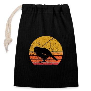 Rétro Soleil Kakapo Perroquet Cadeau - Sac cadeau en coton avec cordon (14 x 20 cm) - noir - Devant