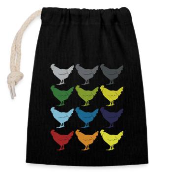 Neon pop art retro poulets coq idée cadeau cadeau - Sac cadeau en coton avec cordon (14 x 20 cm) - noir - Devant