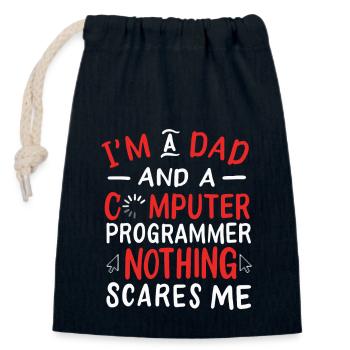 Je suis papa et un programmeur informatique - Sac cadeau en coton avec cordon (14 x 20 cm) - bleu marine - Devant