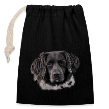 Hovawart dog dog canine gift - Closable cotton gift bag (14x20cm) - black - Front