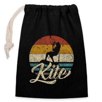 KITE Kiten Kiteboarding Kitesurfen Surf retro - Verschließbarer Geschenkbeutel aus Baumwolle (14x20cm) - Schwarz - Vorne