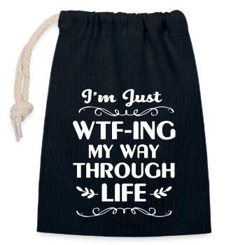 Funny sayings - Closable cotton gift bag (14x20cm) - navy - Front