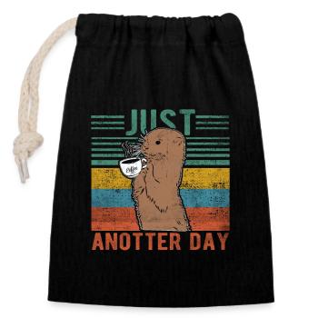 just anotter day Otter Kaffee Büro retro Geschenk - Verschließbarer Geschenkbeutel aus Baumwolle (14x20cm) - Schwarz - Vorne