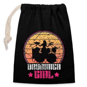 Drummer Drummer Girl Drums - Sac cadeau en coton avec cordon (14 x 20 cm) - noir - Devant