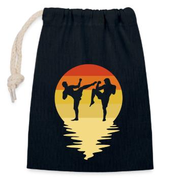 Muay Thai Boxing Kickboxing Kickboxer Kickboxen - Verschließbarer Geschenkbeutel aus Baumwolle (14x20cm) - Navy - Vorne