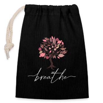 Just Breathe Tree Spring Yoga Meditation Summer - Closable cotton gift bag (14x20cm) - black - Front