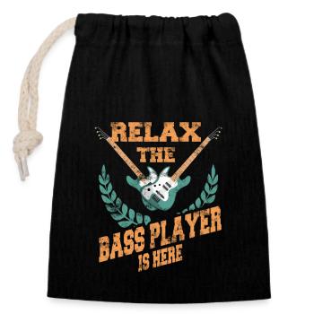 bass player - Closable cotton gift bag (14x20cm) - black - Front
