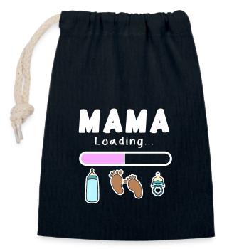 femme enceinte - maman charge - Sac cadeau en coton avec cordon (14 x 20 cm) - bleu marine - Devant