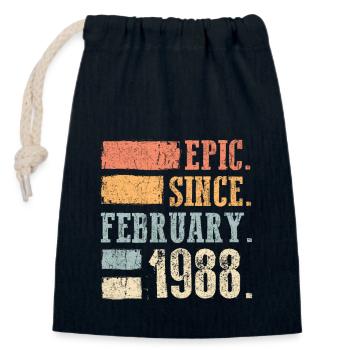 Anniversaire Né en février 1988 - Sac cadeau en coton avec cordon (14 x 20 cm) - bleu marine - Devant