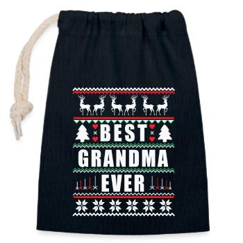 Best Grandma Ever - Closable cotton gift bag (14x20cm) - navy - Front