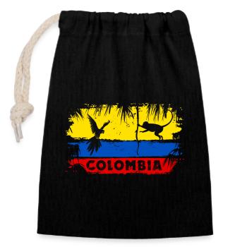 Colombia - Closable cotton gift bag (14x20cm) - black - Front