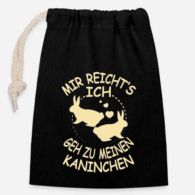 Zwergkaninchen - Verschließbarer Geschenkbeutel aus Baumwolle (14x20cm) - Schwarz