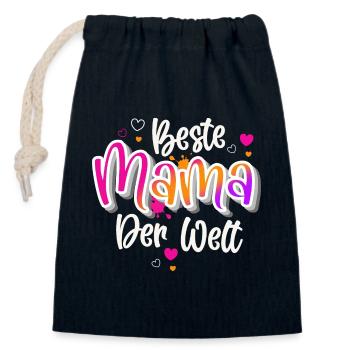 Beste Mama Der Welt - Verschließbarer Geschenkbeutel aus Baumwolle (14x20cm) - Navy - Vorne