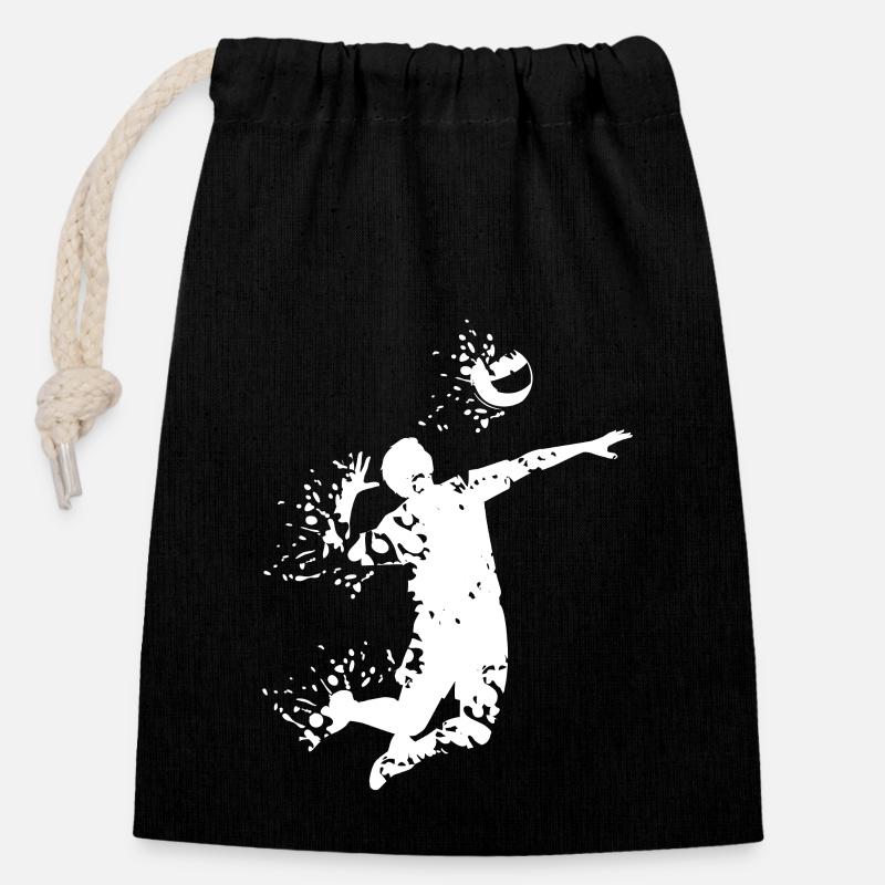 volleyball - Verschließbarer Geschenkbeutel aus Baumwolle (14x20cm) - Schwarz