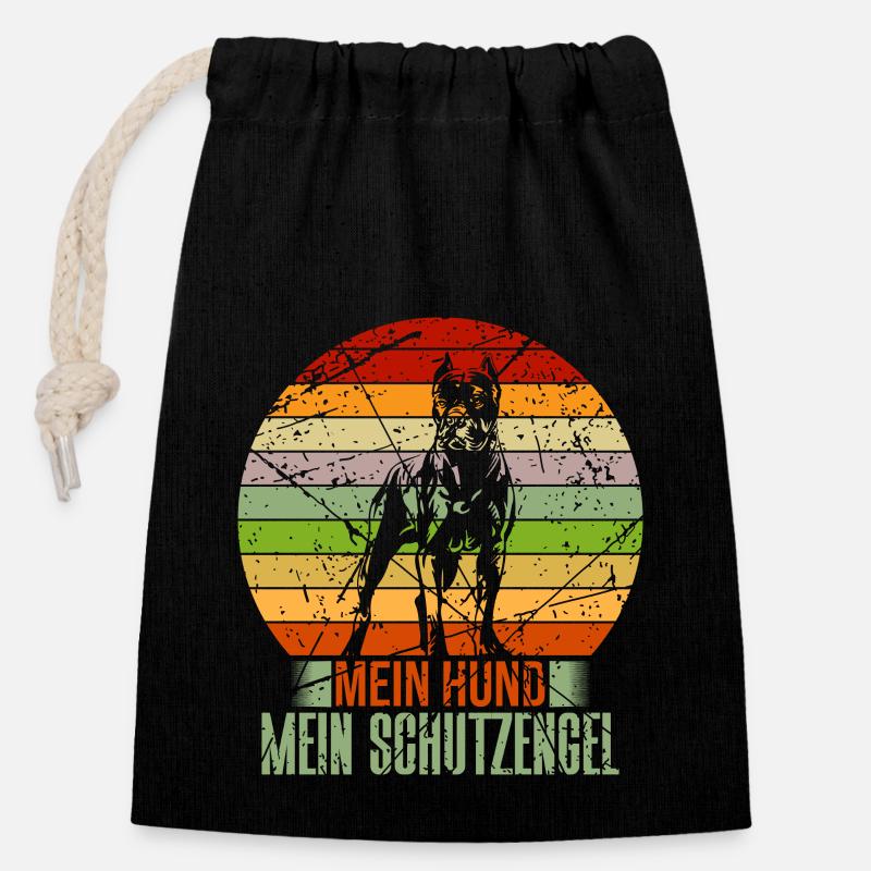 Mein Hund Mein Schutzengel Hunde - Verschließbarer Geschenkbeutel aus Baumwolle (14x20cm) - Schwarz