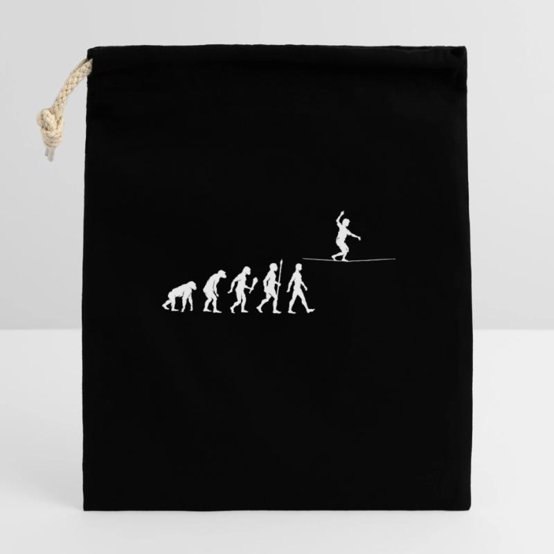 Slackline Evolution Slackliner Geschenkidee Verschließbarer Geschenkbeutel aus Baumwolle (14x20cm)