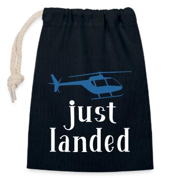 Just landed Helikopter Pilot Papa CoPilot Sohn - Verschließbarer Geschenkbeutel aus Baumwolle (14x20cm) - Navy - Vorne