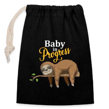 Sloth Grossesse enceinte femme ventre bébé - Sac cadeau en coton avec cordon (14 x 20 cm) - noir - Devant