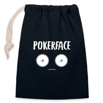 Poker Poker Poker Face de Poker - Sac cadeau en coton avec cordon (14 x 20 cm) - bleu marine - Devant