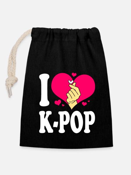K-Pop - Verschließbarer Geschenkbeutel aus Baumwolle (14x20cm) - Schwarz