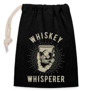 Whisky Geschenke Whiskey Whisperer - Verschließbarer Geschenkbeutel aus Baumwolle (14x20cm) - Schwarz - Vorne