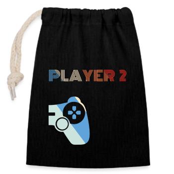Player 2 Partenaire Duo Gamer Controller Cadeau - Sac cadeau en coton avec cordon (14 x 20 cm) - noir - Devant